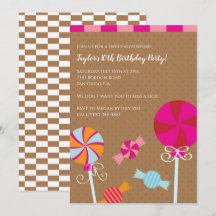 Modern Lollipop : Pink Brown Candy Birthday Party
