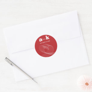 Modern Loop Heart Simple Liebe Lines Red Wedding Runder Aufkleber