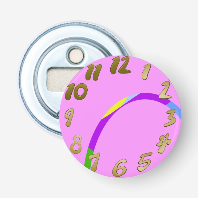 Modern Loops Pink Magenta Button Flaschenöffner (Vorderseite)