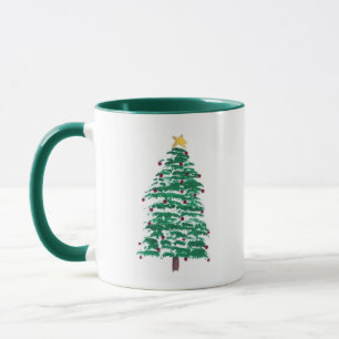 Modern Loose Malerei Weihnachtsbaum Tasse