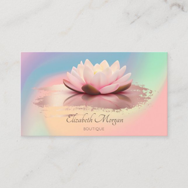 Modern Lotus Brush Stroke Holographisch farbig Visitenkarte (Vorderseite)