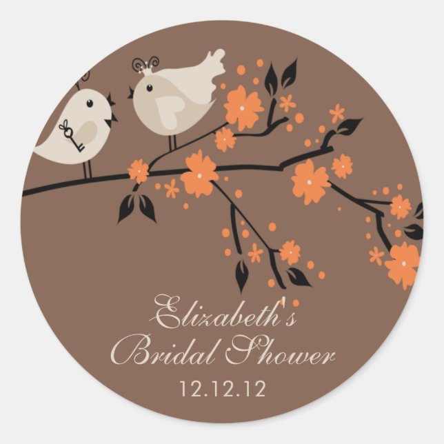 Modern Love Birds Brautparty Runder Aufkleber (Vorderseite)