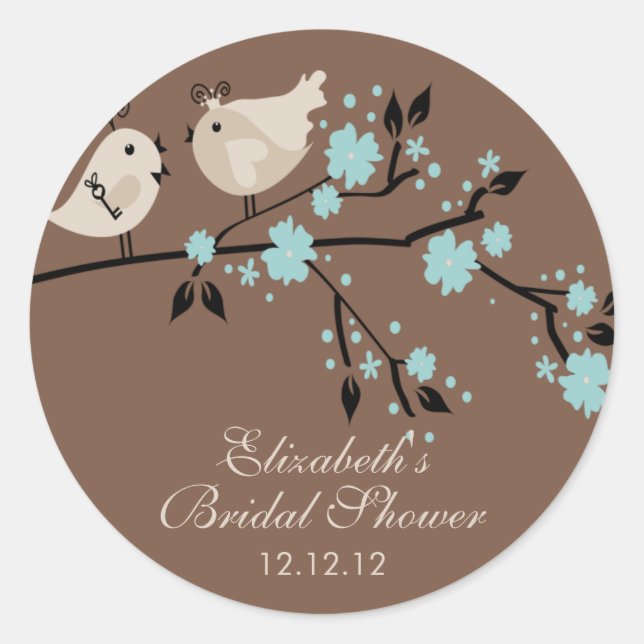 Modern Love Birds Brautparty Runder Aufkleber (Vorderseite)