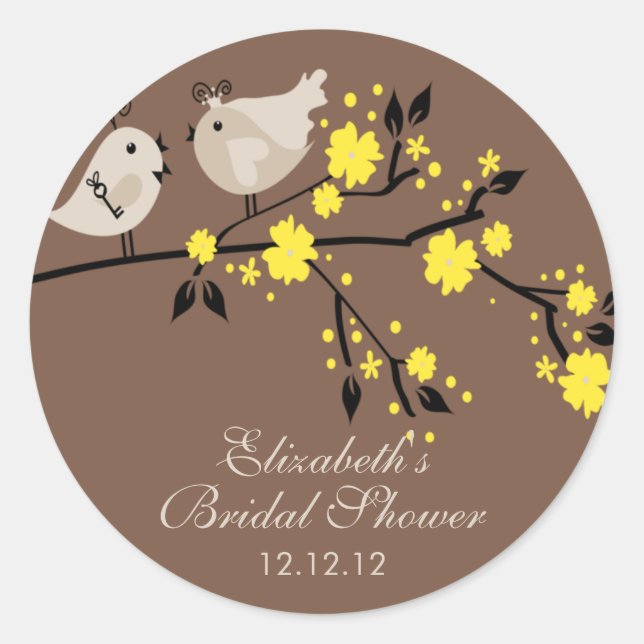 Modern Love Birds Brautparty Runder Aufkleber (Vorderseite)