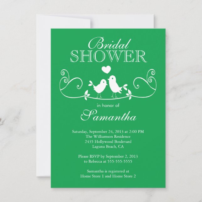 Modern Love Birds Bridal Dusche Einladung (Vorderseite)