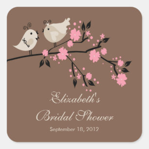 Modern Love Birds Bridal Dusche Square Quadratischer Aufkleber