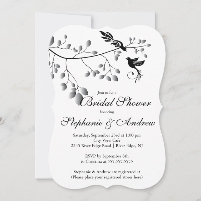 Modern Love Birds Paare Bridal Dusche Einladung (Vorderseite)