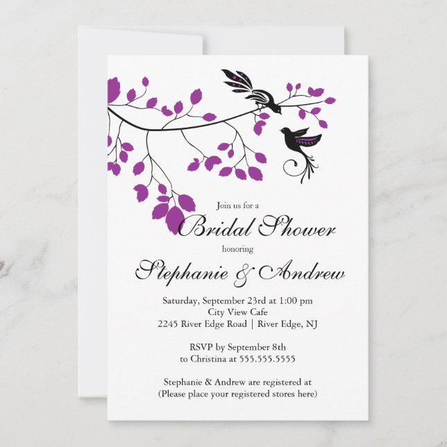 Modern Love Birds Paare Bridal Dusche Einladung (Vorderseite)