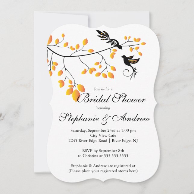 Modern Love Birds Paare Bridal Dusche Einladung (Vorderseite)