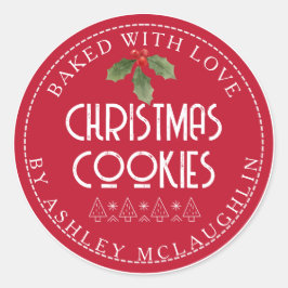 Modern Love Christmas Baked with Red White Runder Aufkleber