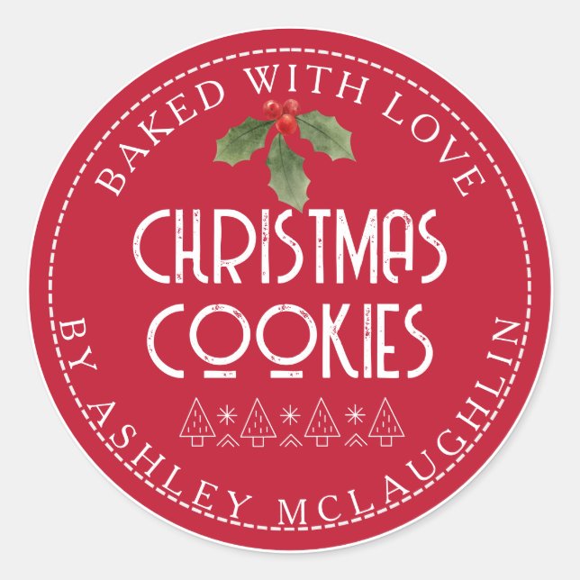 Modern Love Christmas Baked with Red White  Runder Aufkleber (Vorderseite)