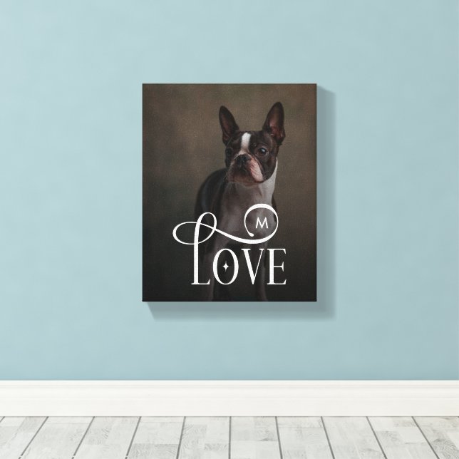 Modern Love Custom Dog Pets Photo Monogram Leinwanddruck (Insitu (Holzboden))