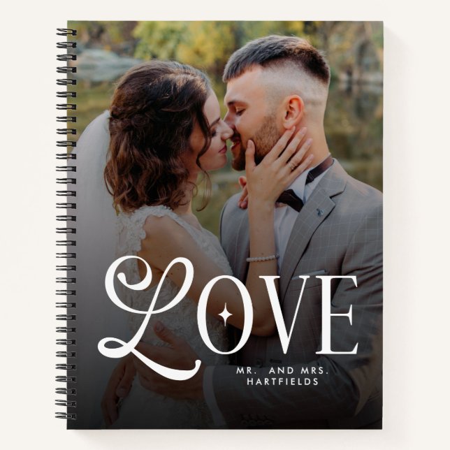 Modern Love Custom Wedding 2 Photos Couples  Notizbuch (Vorderseite)