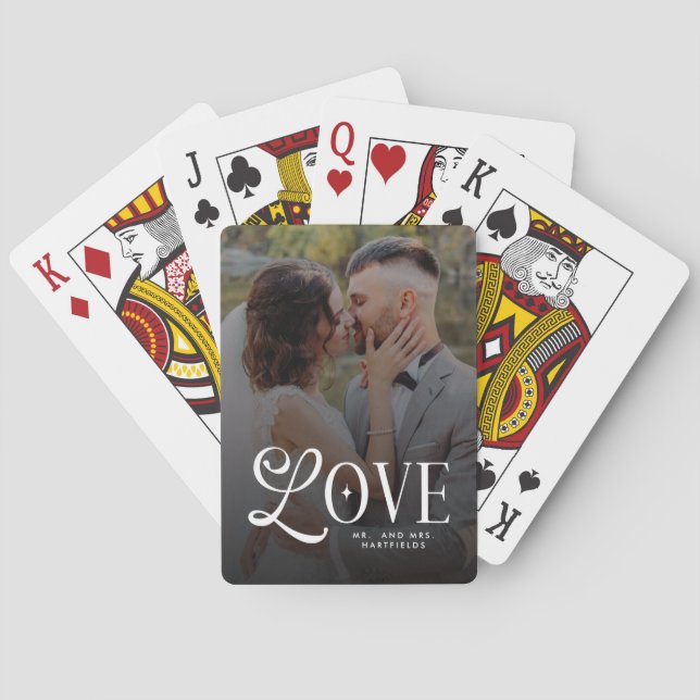 Modern Love Custom Wedding 2 Photos Couples  Spielkarten (Rückseite)