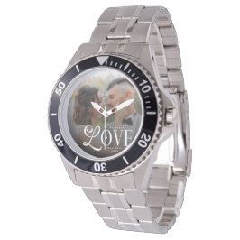 Modern Love Custom Wedding Photo Couples Monogram Armbanduhr