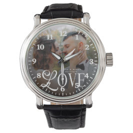 Modern Love Custom Wedding Photo Couples Monogram Armbanduhr