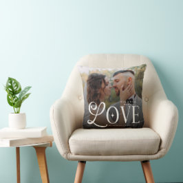 Modern Love Custom Wedding Photo Couples Monogram Kissen