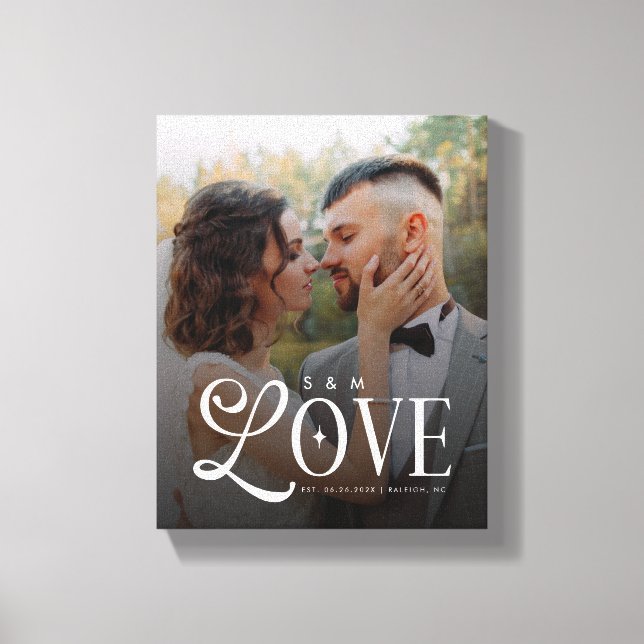 Modern Love Custom Wedding Photo Couples Monogram Leinwanddruck (Vorderseite)
