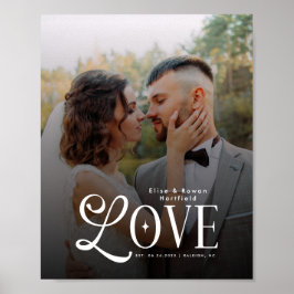 Modern Love Custom Wedding Photo Couples Monogram Poster
