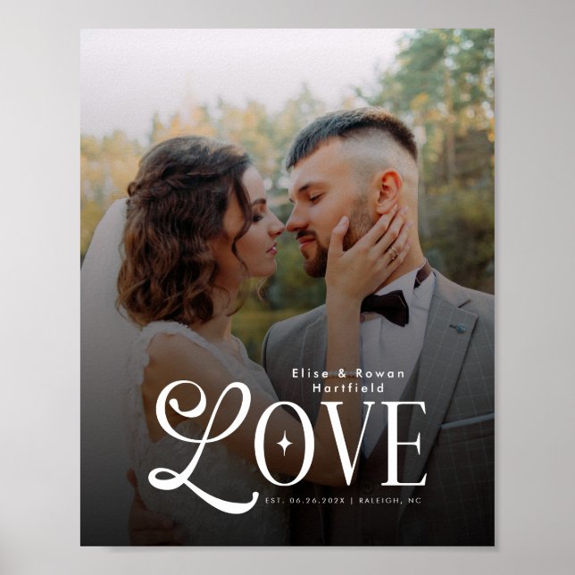 Modern Love Custom Wedding Photo Couples Monogram Poster (Vorne)