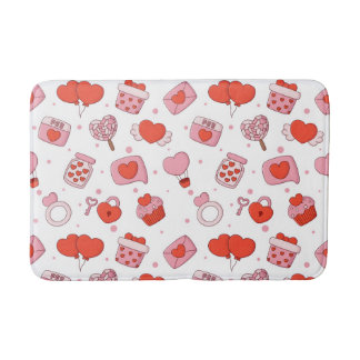 Modern Love Design Happy Valentine’s Day Red Heart Badematte