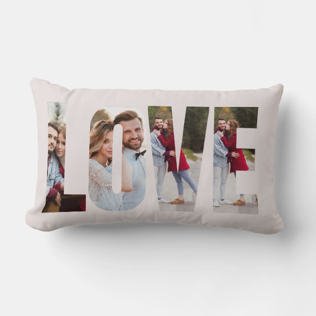 Modern Love Frame 4 Photo Personalized Lendenkissen (Vorderseite)