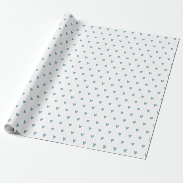 Modern Love Heart Baby Blue Watercolor Geschenkpapier (Ungerollt)