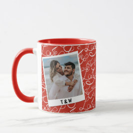 Modern Love Script Couple Photo Custom Initial Tasse