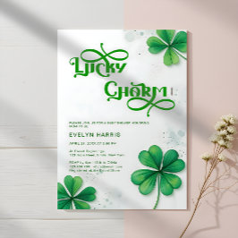 Modern Lucky Charm St. Patrick's Day Baby Shower Einladung