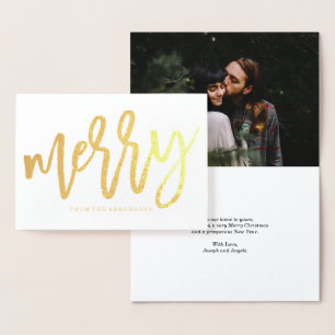 Modern Luxe   Gold Foil Holiday Foto Card Folienkarte