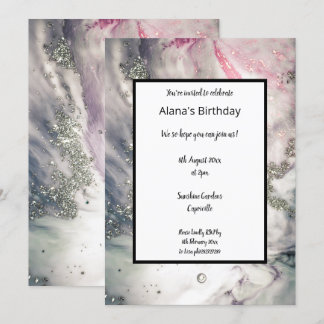 MODERN LUXE LILAC MARBLE GEBURTSTAG EINLADUNG