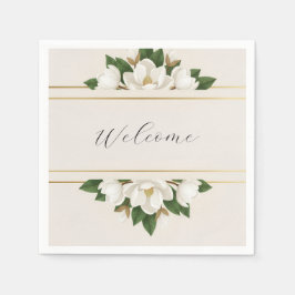 Modern Luxe White Magnolia Wedding Serviette