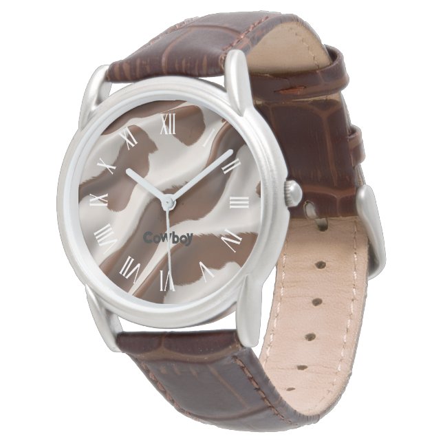 Modern Luxury Elegant Faux Cow Leather Collection Armbanduhr (Schrägansicht)
