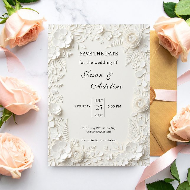 Modern Luxury Floral Wedding Save the Date (Von Creator hochgeladen)