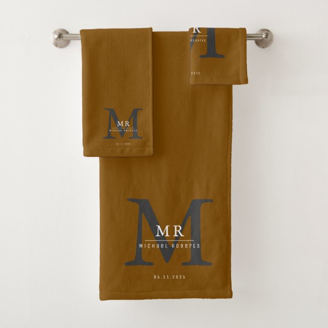 Modern Luxury Monogram Colour Match  Badhandtuch Set (Insitu)