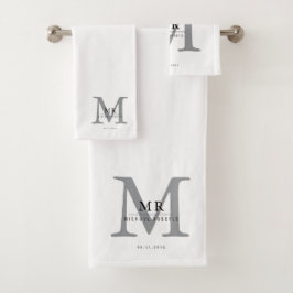 Modern Luxury Monogram Colour Match  Badhandtuch Set