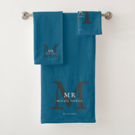 Modern Luxury Monogram Colour Match  Badhandtuch Set