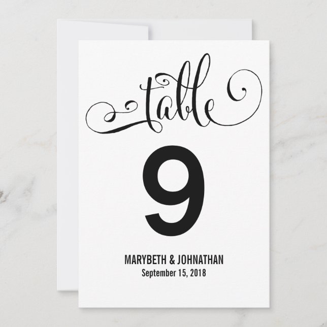 Modern machen wir Script Wedding Tischnummer Card (Vorderseite)