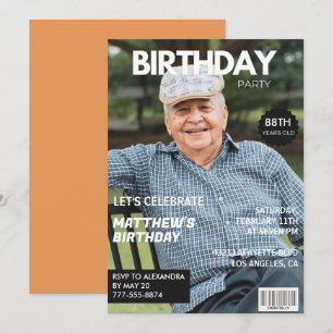 Modern Magazine Cover für ihn Foto 88. Geburtstag Einladung
