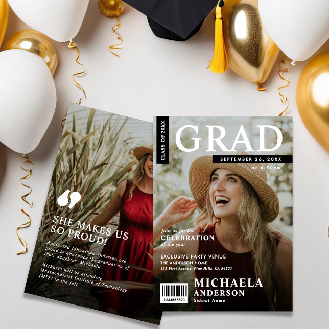 Modern Magazine Cover Style 2-Foto Abschluss Einladung (Von Creator hochgeladen)