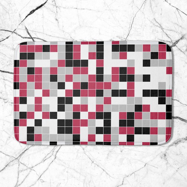 Modern Magenta Black Gray Geometric Badematte (Von Creator hochgeladen)