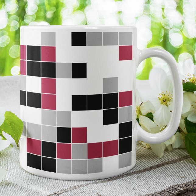 Modern Magenta Black Gray Geometric Kaffeetasse (Von Creator hochgeladen)