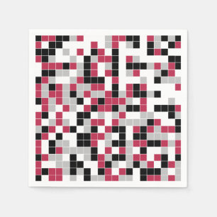 Modern Magenta Black Gray Geometric Serviette