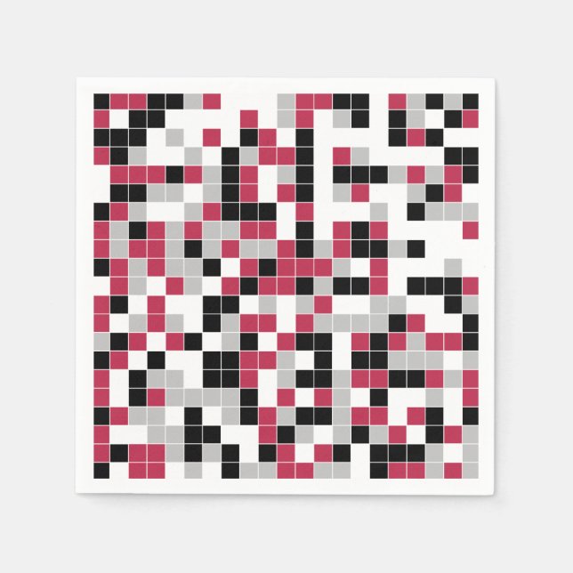 Modern Magenta Black Gray Geometric Serviette (Vorderseite)