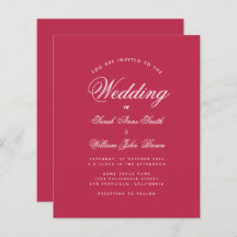 Modern Magenta Red Budget Hochzeitseinladung