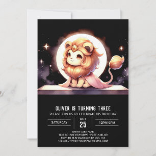 Modern Magic Lion Birthday Einladung