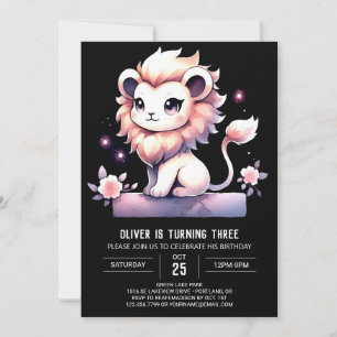 Modern Magic Lion Birthday Einladung