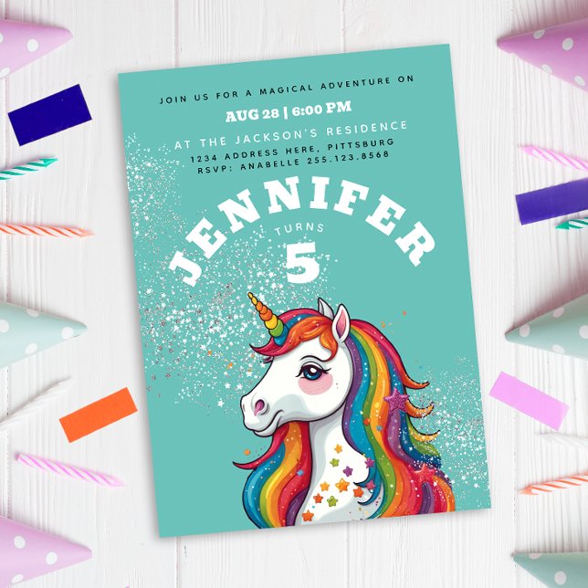 Modern Magischer Regenbogen Einhorn Rodelbahn mit  Einladung (Von Creator hochgeladen)