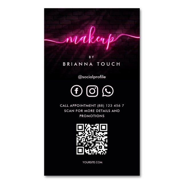 Modern Makeup Artist Beauty Salon Verabredung Magnetische Visitenkarte (Vorderseite Vertikal)