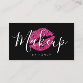 Modern Makeup Artist Typografy Hot Pink Glitzer Visitenkarte